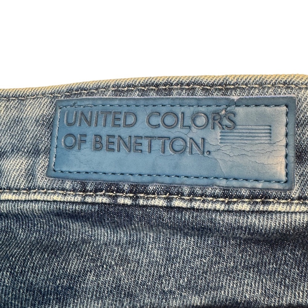 United Colors of Benetton Mens Skinny Blue Acid Wash Stretch Jeans 34 - Picture 9 of 10